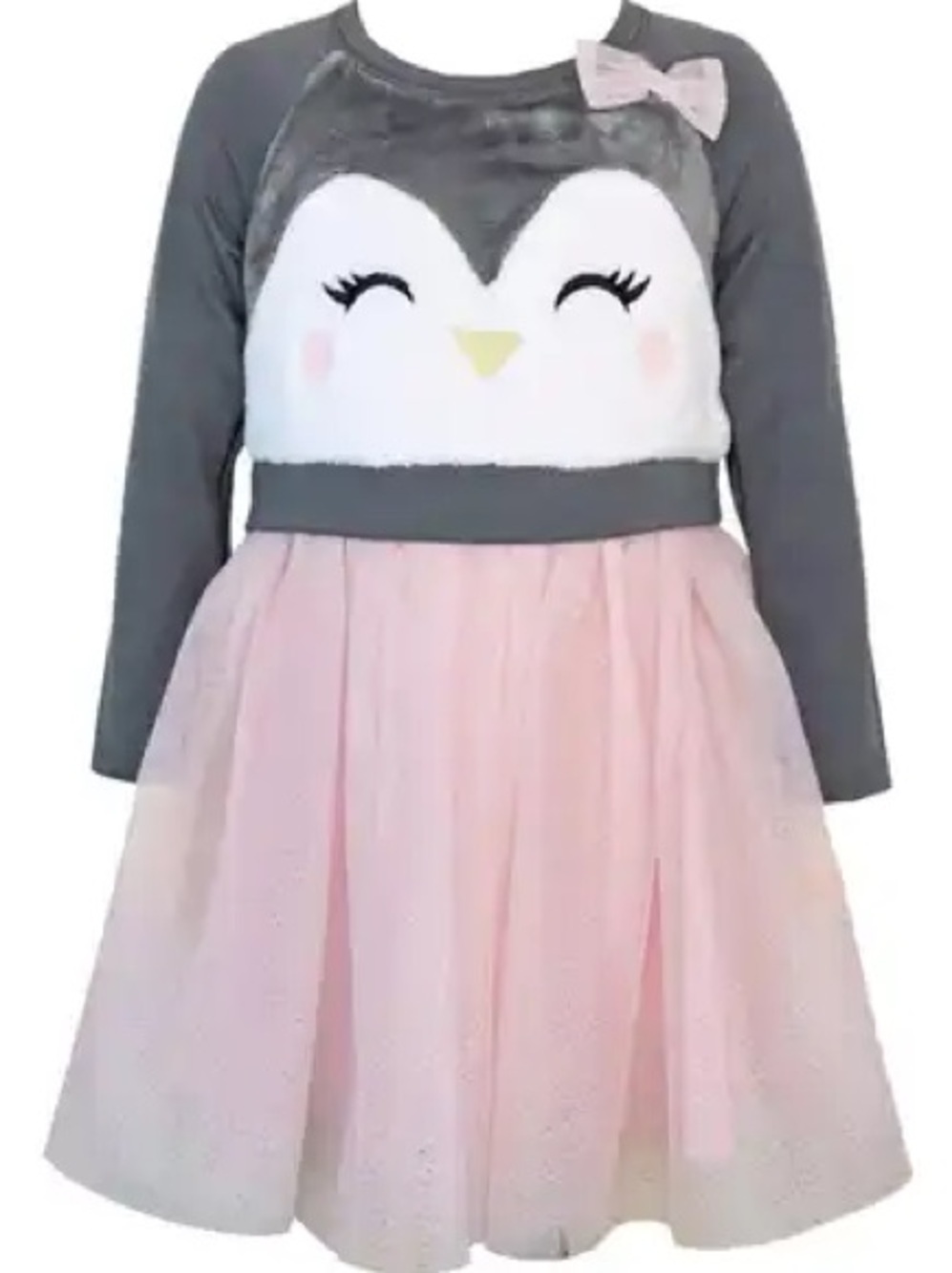 Zunie • NWT Girls Grey & Pink Penguin Tulle Dress